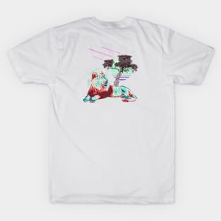 Neon Lion Vaporwave Aesthetics T-Shirt